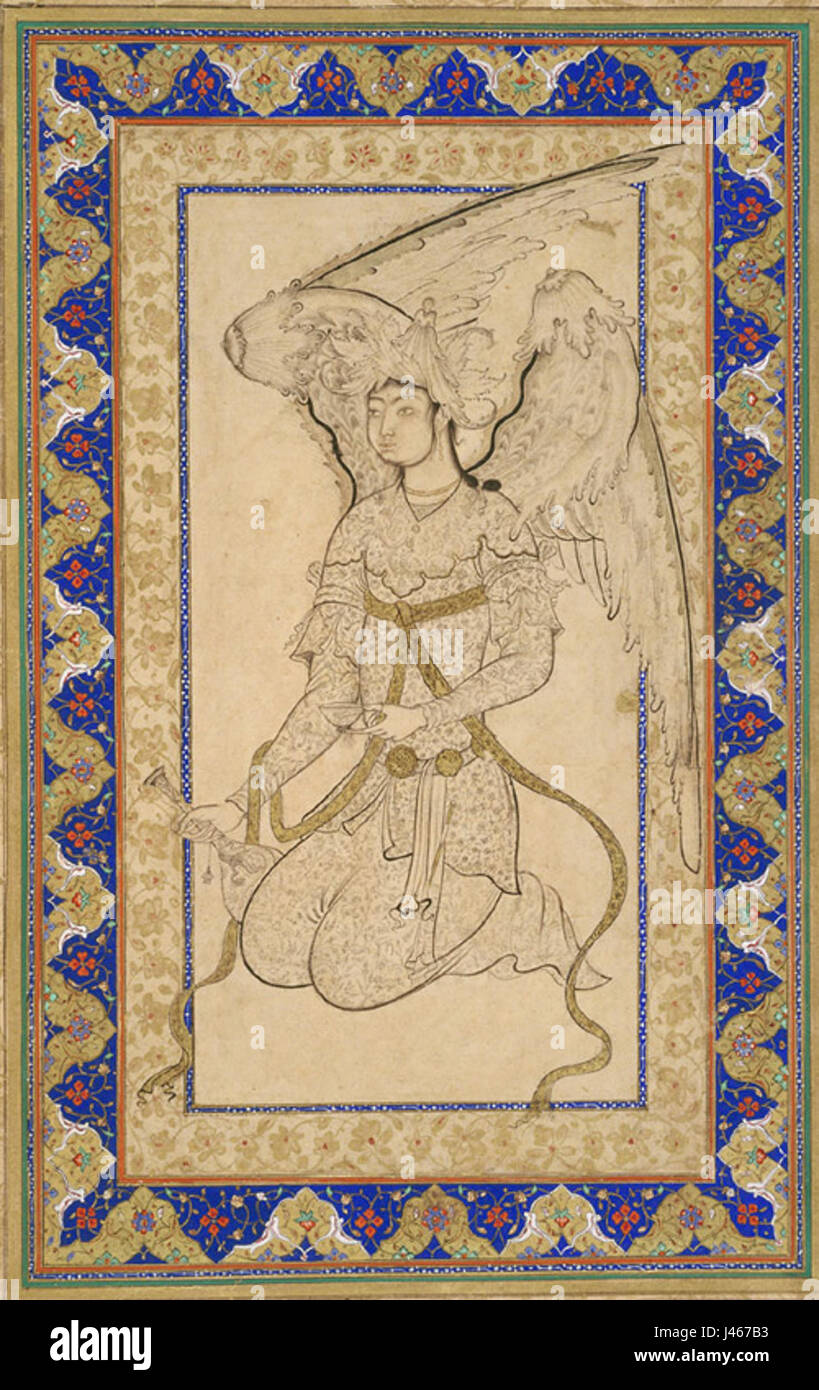 Ottoman Dynasty, Kneeling Angel, by Shah Quli, mid 16th century Stock Photo