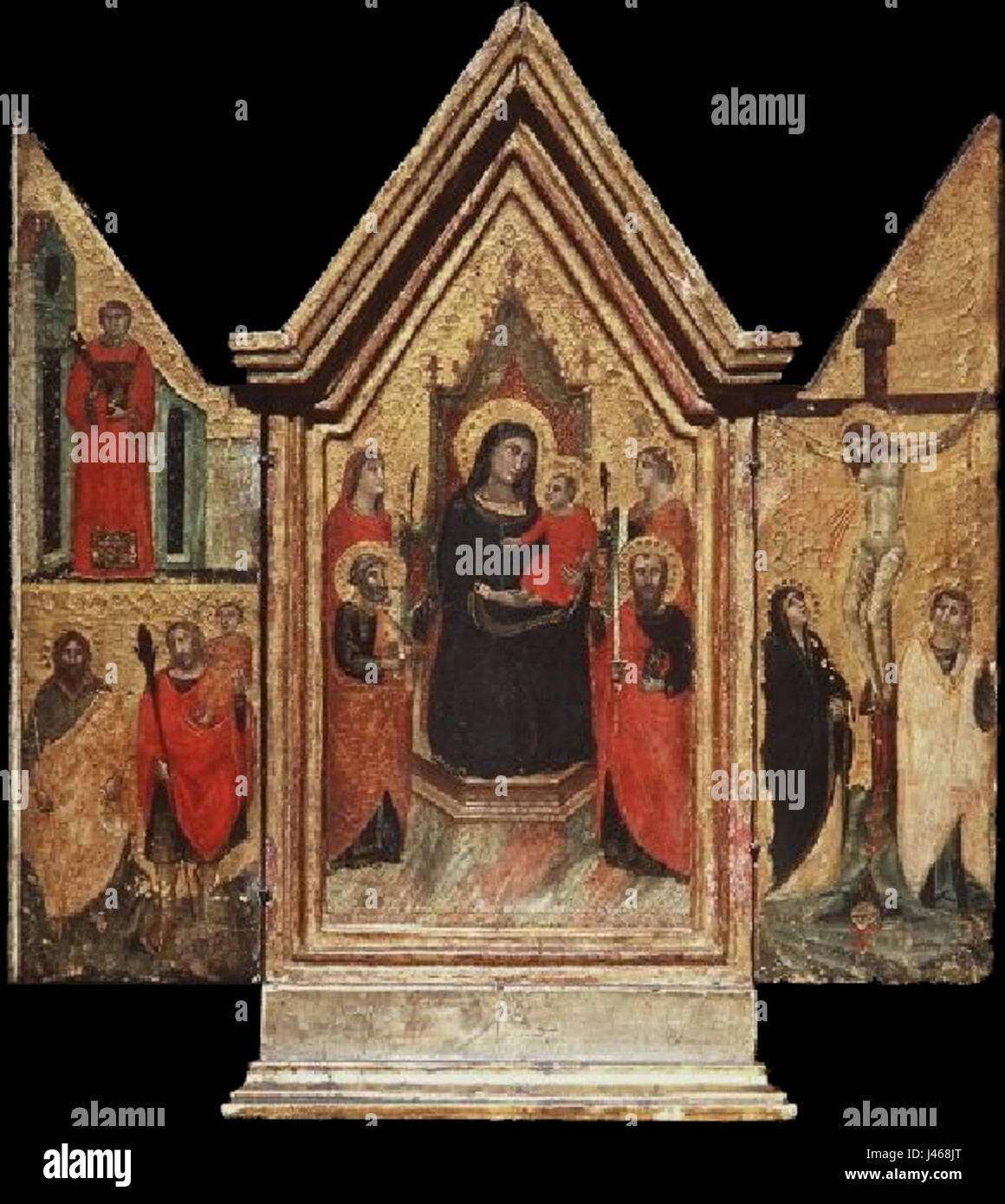 Pacino di buonaguida, Altarolo con la Crocifissione, Madonna e santi Stock Photo