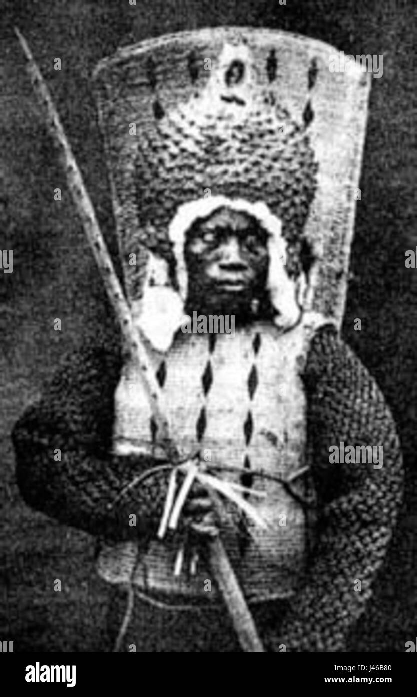 Nauruan warrior 1880ers Stock Photo