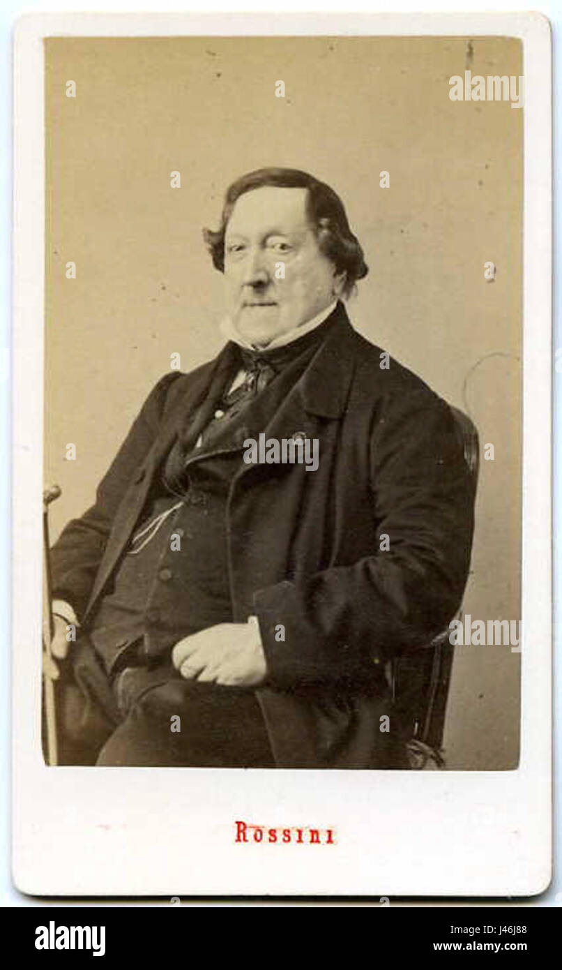 This image features Etienne Neurdein's portrait of Gioacchino Rossini, a renowned Italian composer famous for his operas. Rossiniâ€™s works have become staples in opera houses around the world, and his contributions to classical music are monumental. Stock Photo