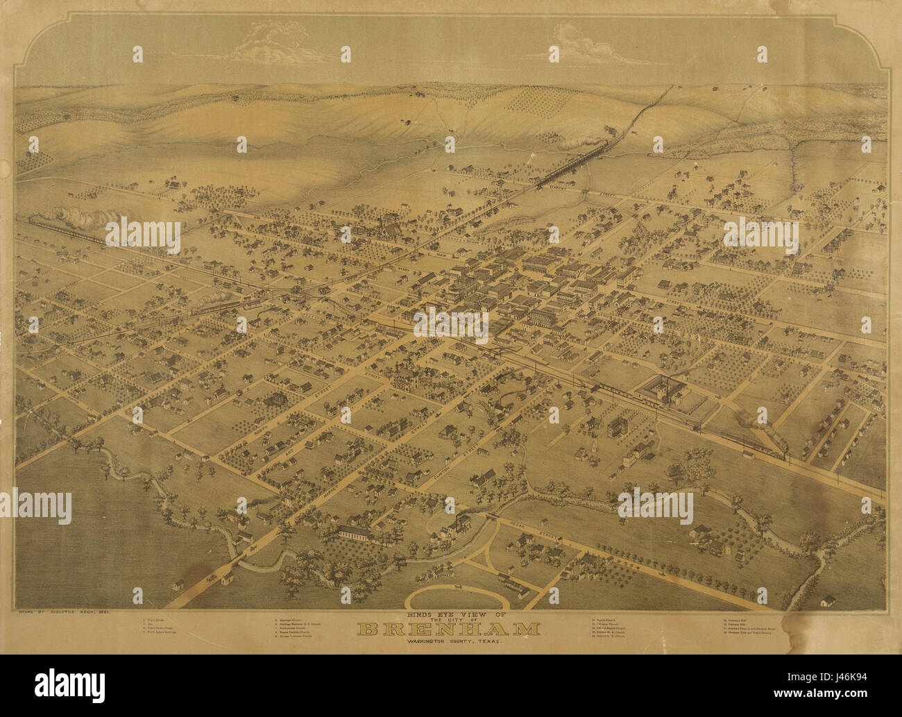 Old map Brenham 1881 Stock Photo Alamy