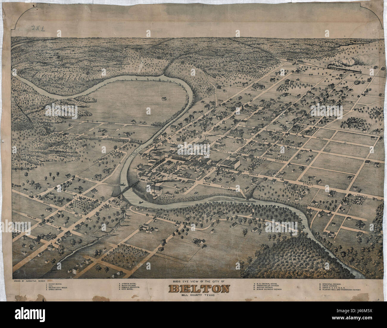 Old map Belton 1881 Stock Photo Alamy