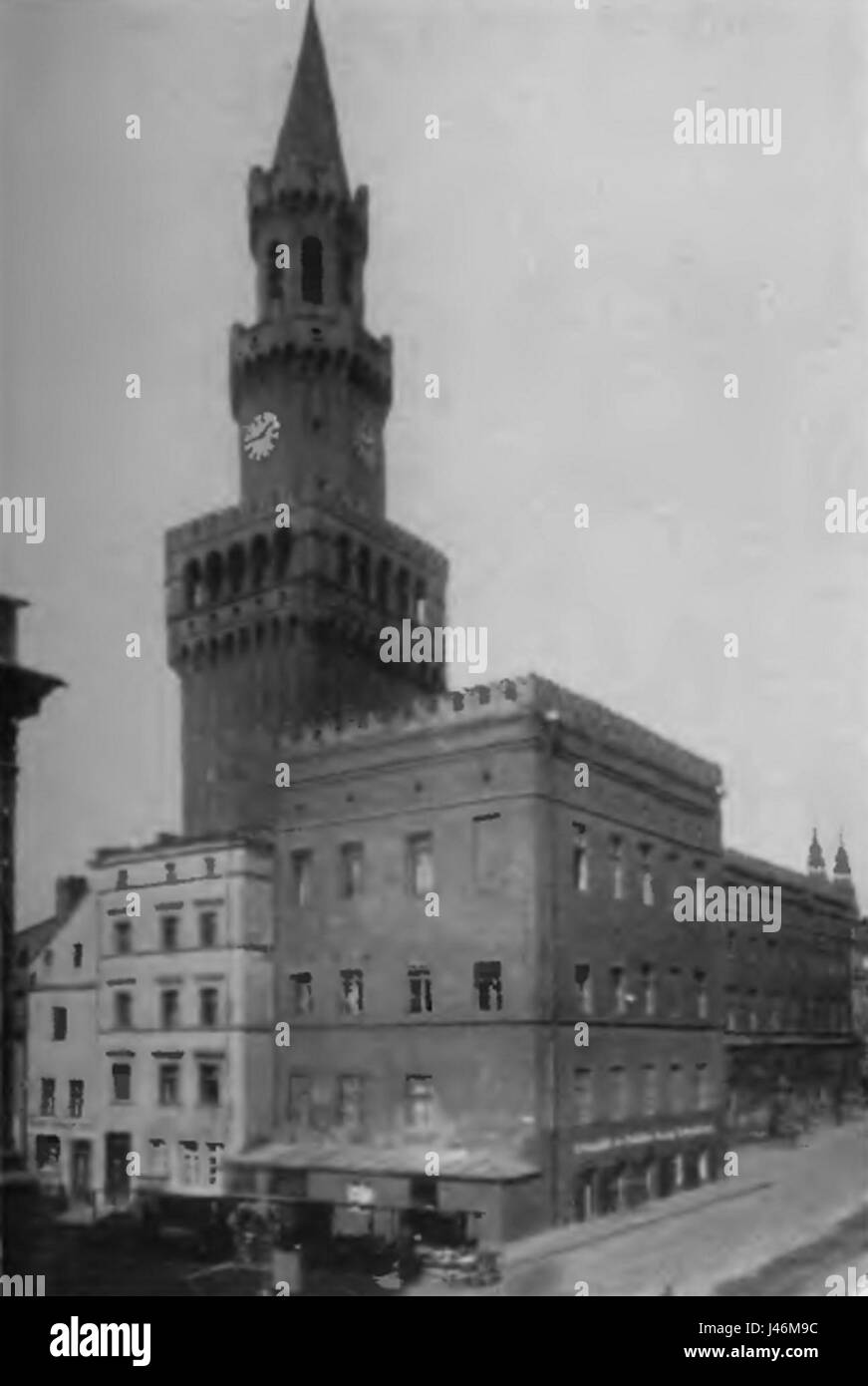 The Oppeln Rathaus refers to the town hall in Oppeln, Poland. It is an architectural landmark that serves as a symbol of the cityâ€™s governance and public affairs. Stock Photo