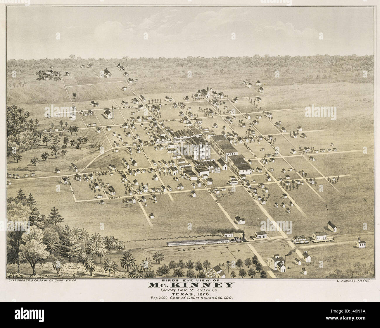 Old map McKinney 1876 Stock Photo Alamy