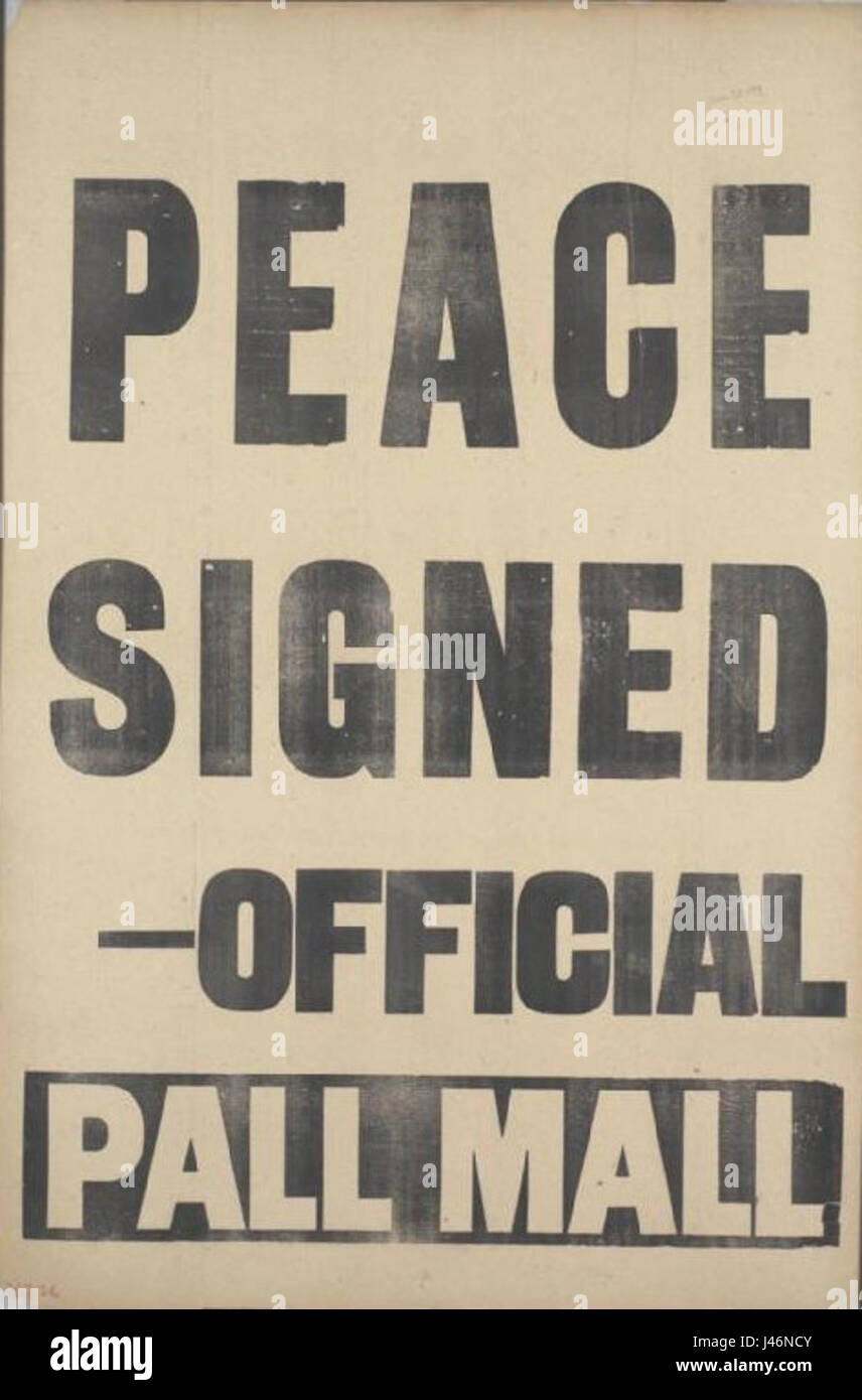 Pall Mall placard Peace Signed 28 June 1919 Stock Photo