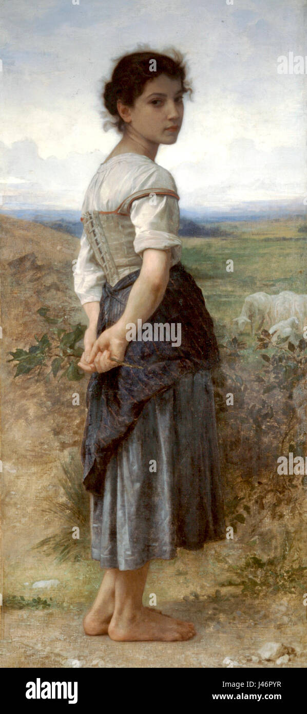 The Young Shepherdess - William-Adolphe Bouguereau (1885) Stock Photo