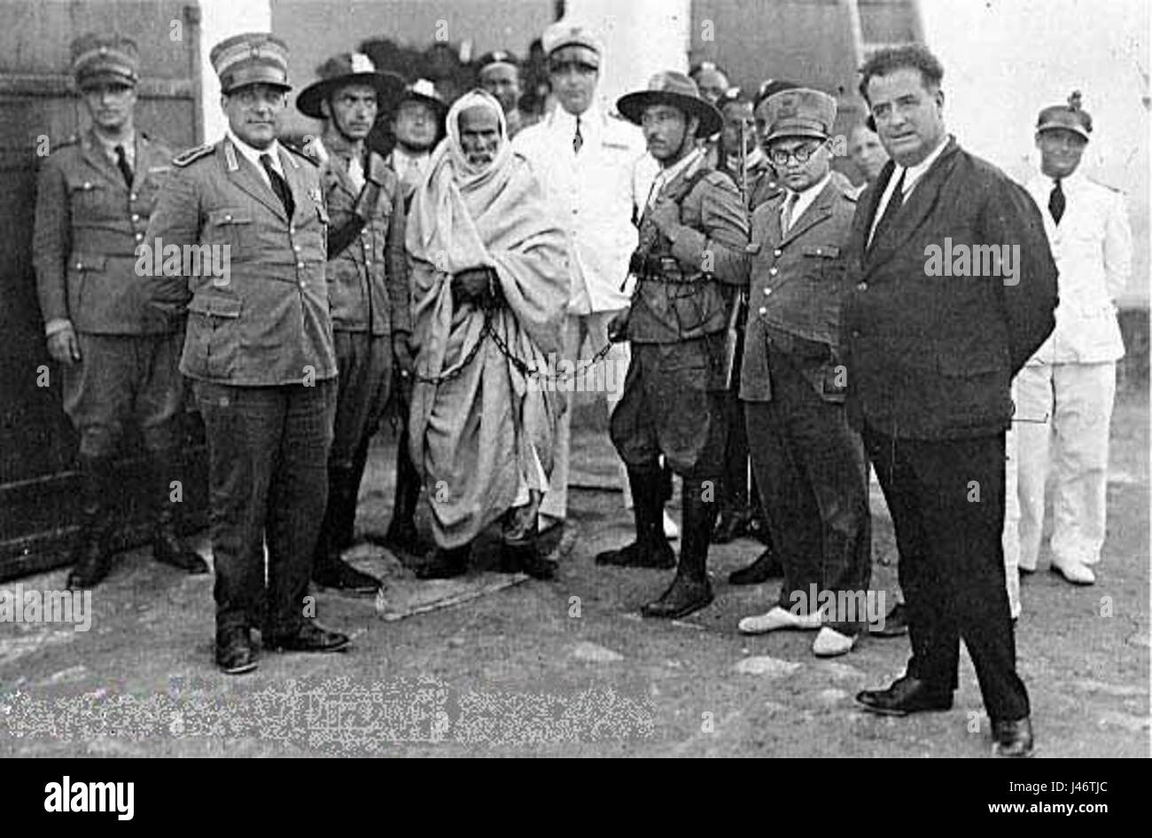 Omar Mokhtar arrested by Italian Officials Stock Photo