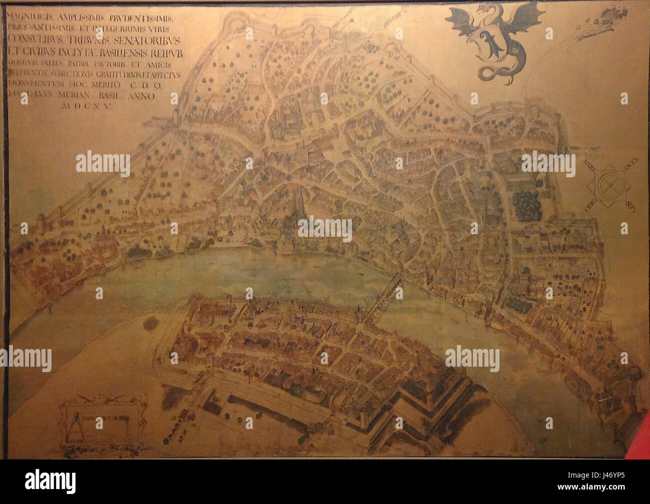 Old Map of Basel Stock Photo