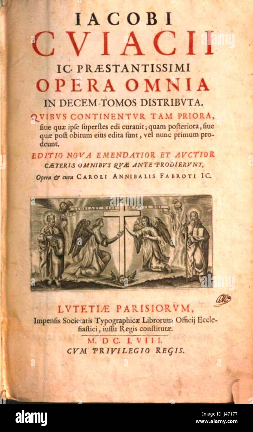Opera omnia, tomus primus (1658) de Jacques Cujas Stock Photo - Alamy