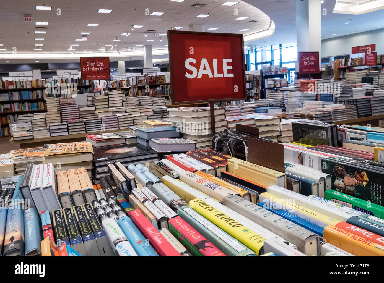 Sale sign at a book store Stock Photo
