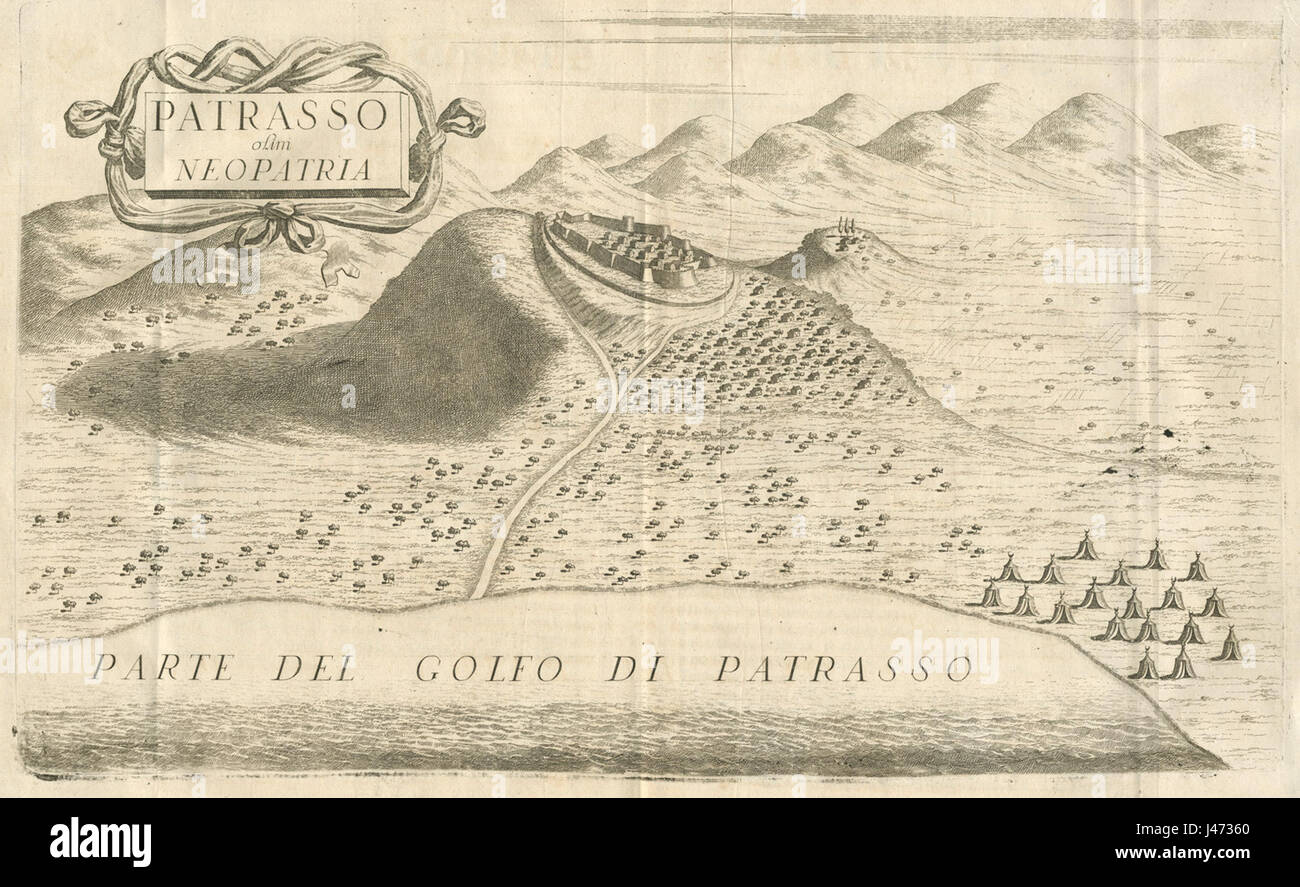 Patrasso olim Neopatria   Coronelli Vincenzo   1687 Stock Photo