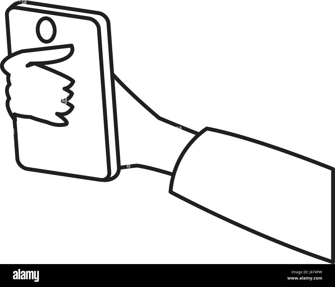 hand holding smartphone technology digital line Stock Vector Image ...