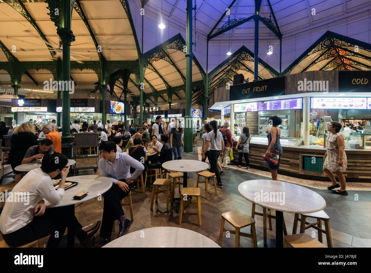 Singapore - Singapore - April 17, 2017: Inside the Telok Ayer Market in ...