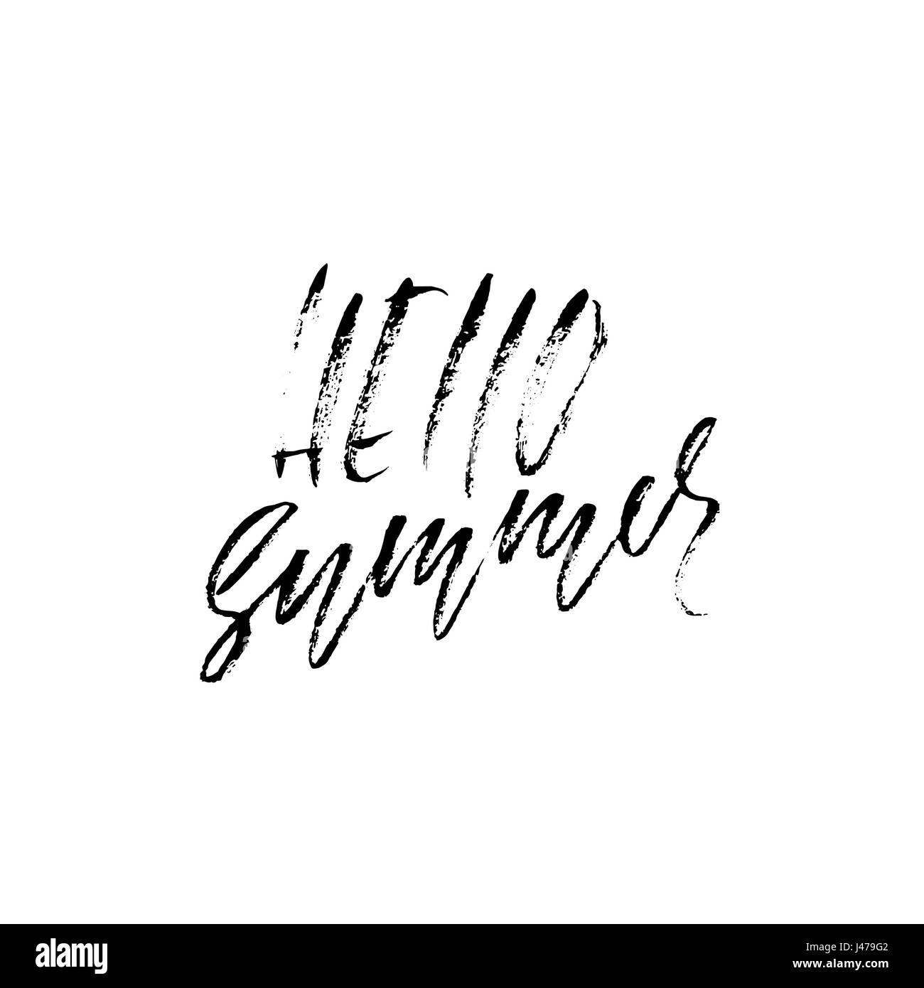 Hello summer. Hand drawn lettering isolated on white background for ...