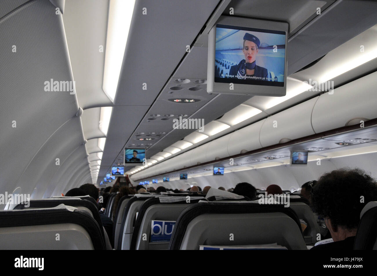 Interior Of The Cabin Of An Aegean Airlines Airbus A320 200