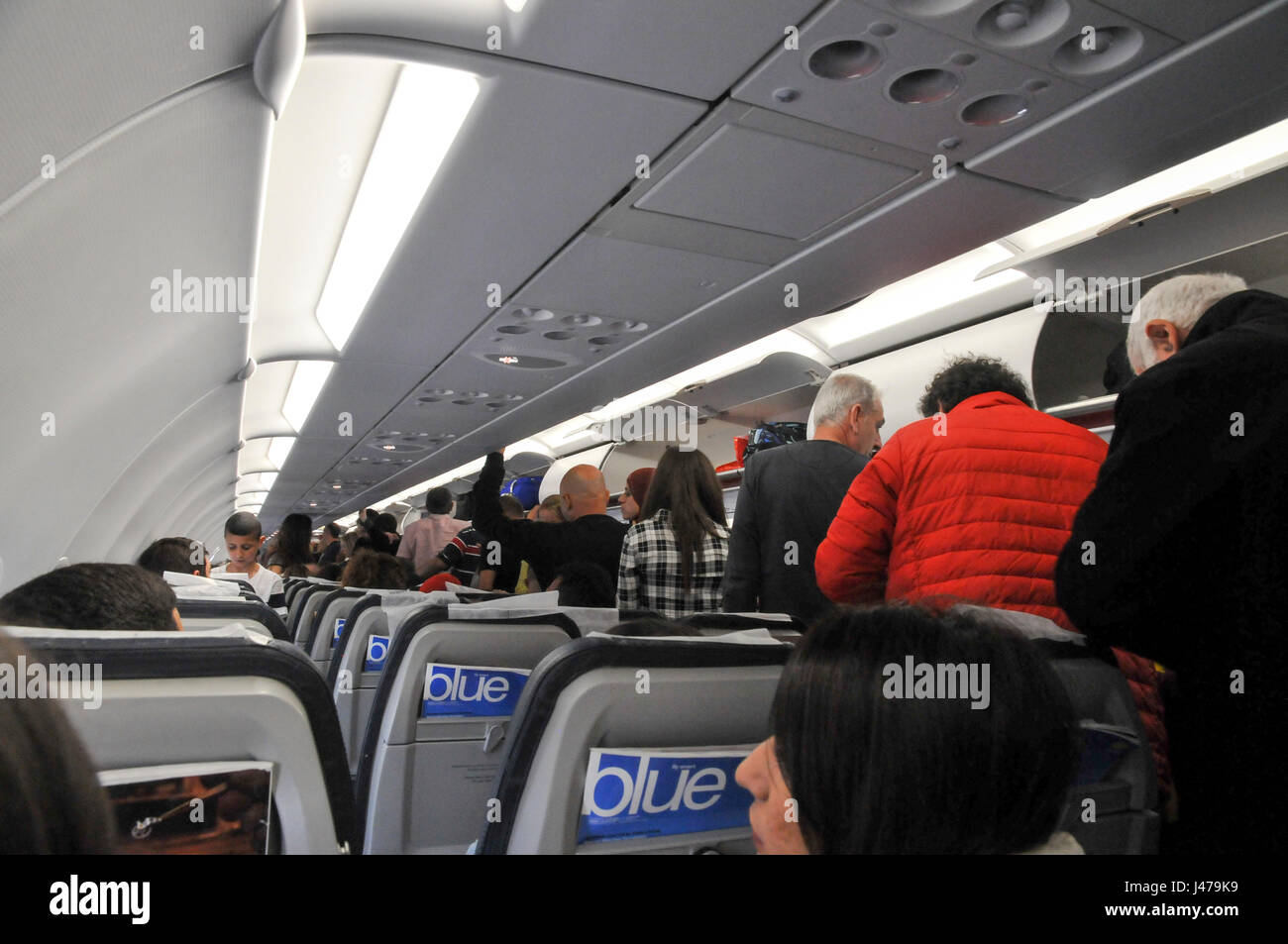 Interior Of The Cabin Of An Aegean Airlines Airbus A320 200