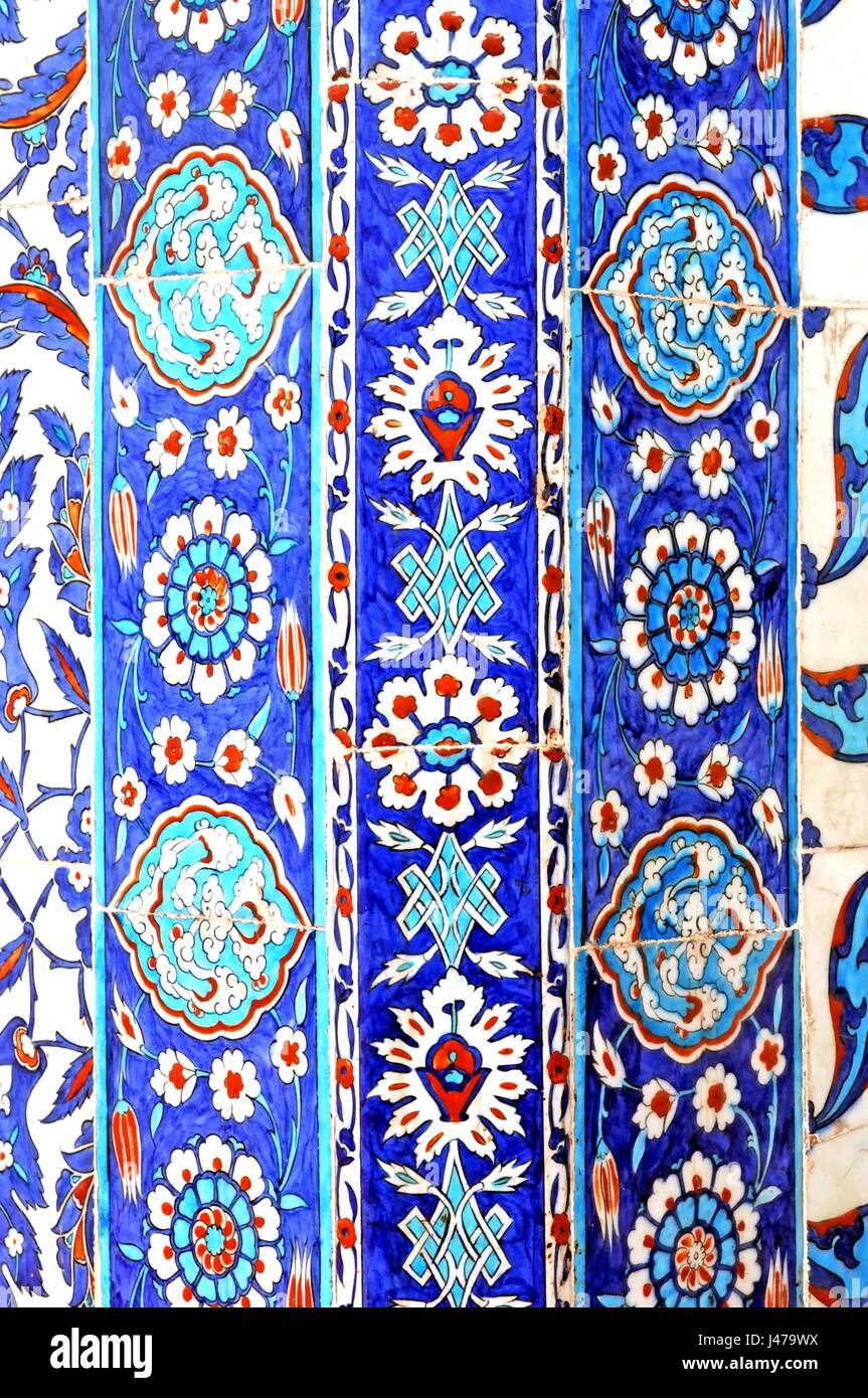 The Iznik tiles in the Mosque of Rüştem Paşa which built by architect ...