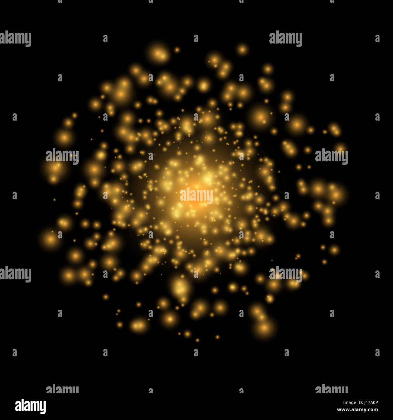 Golden lights on a black background. Vector abstract illustratio Stock ...