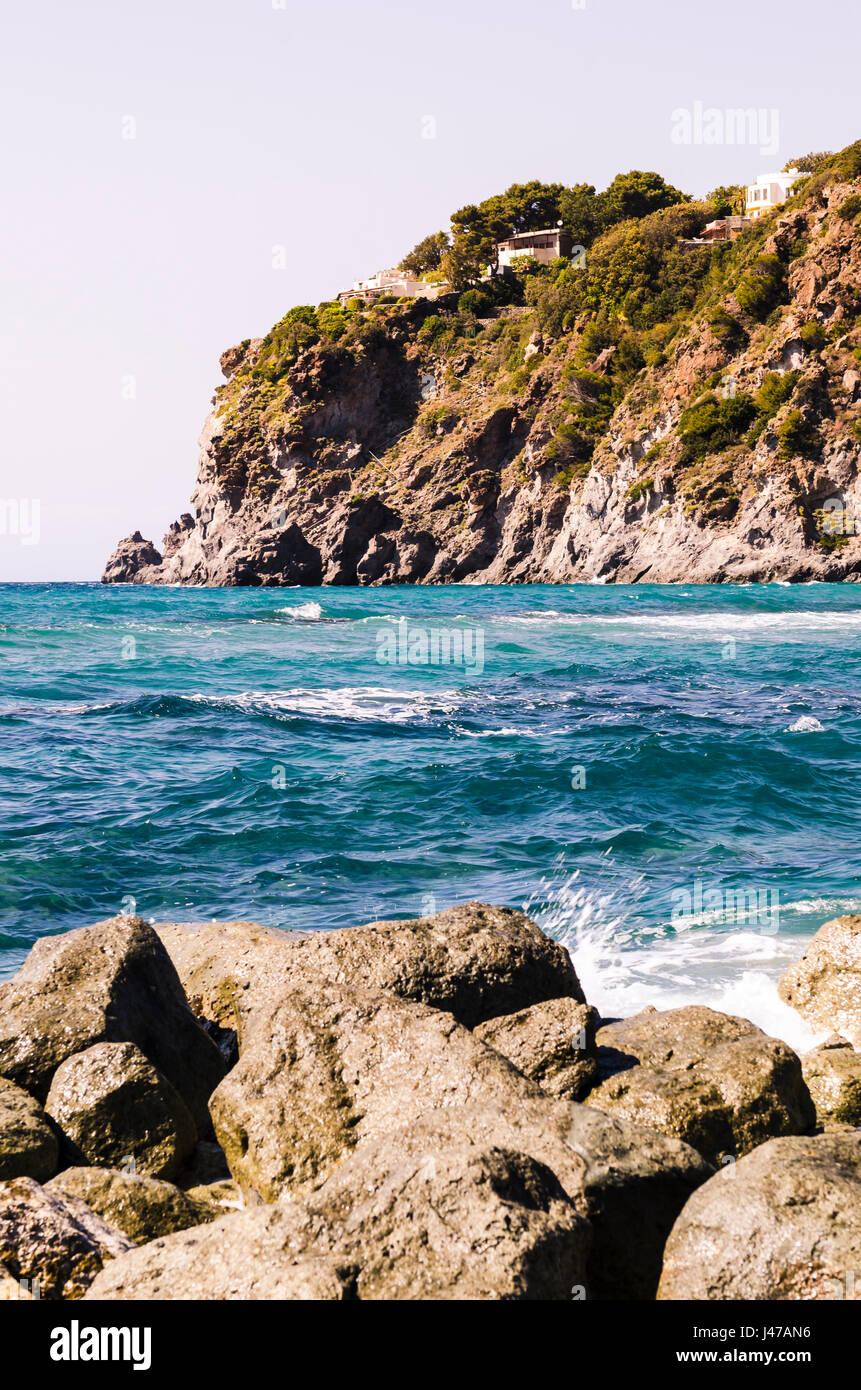 View Of Beautiful Beach With Rocky Cliffs At Mediterranean Sea