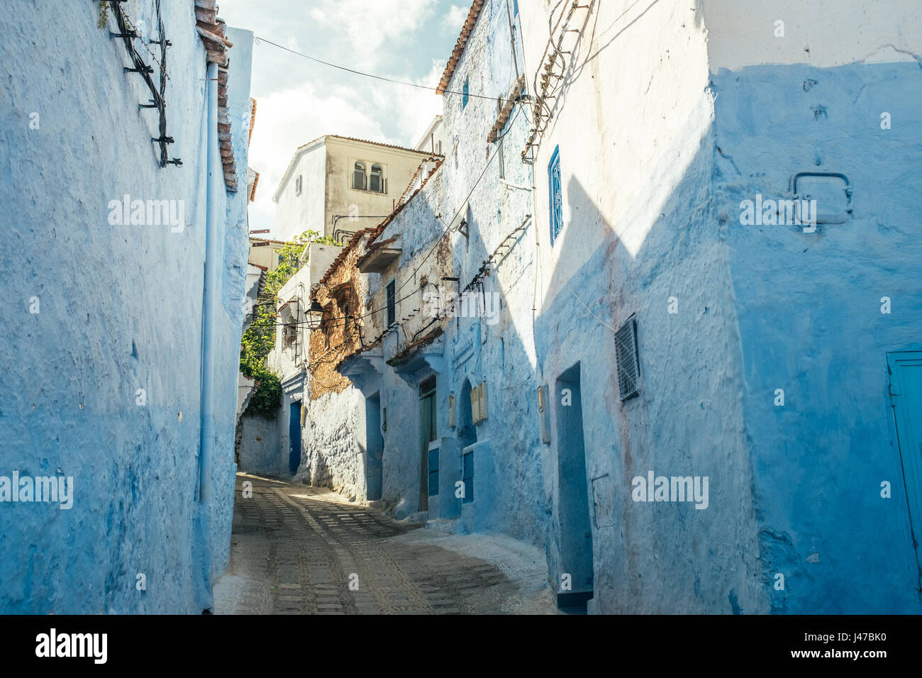 Bright blue coloured Chefchaouen old town Stock Photo