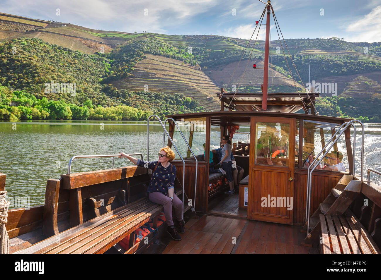 Douro River Valley, tourists in the Douro Valley tour the Rio Douro in
