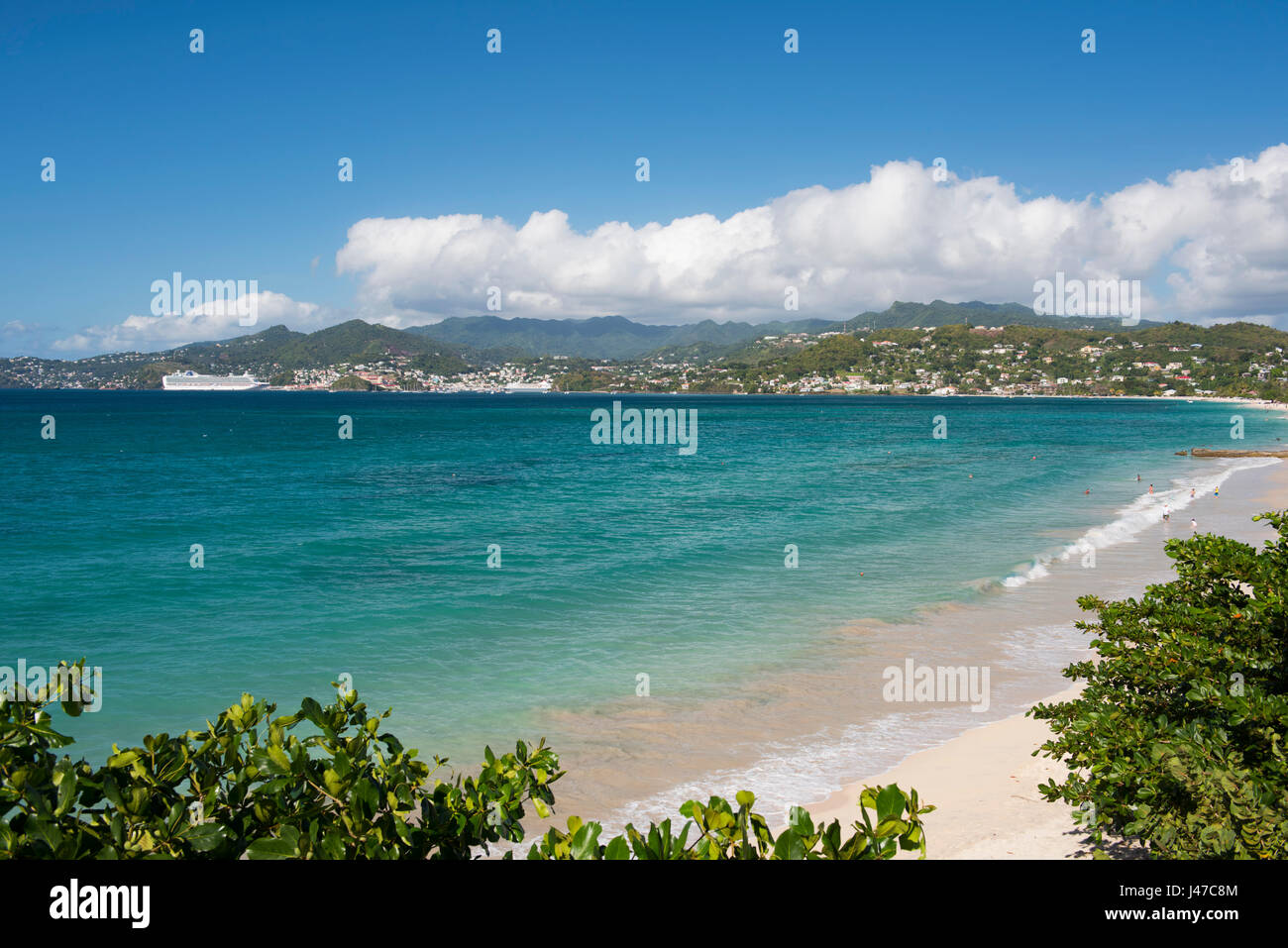 A view over Grand Anse looking toward St. George's in Grenada, West Indies, The Caribbean Stock Photo