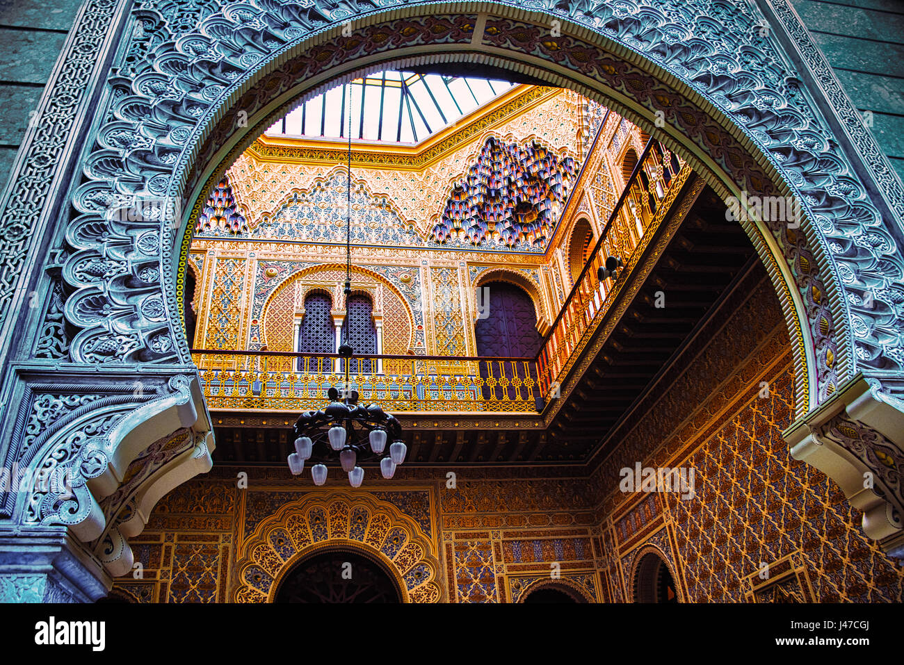 A shot from the 'Real Casino' in Murcia, a gentleman's club that opened in 1847 and boasts striking Moorish influences. By Mark Higham Stock Photo