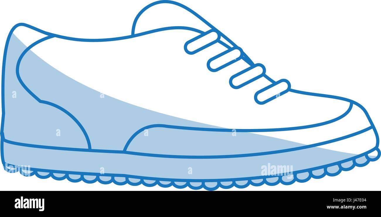 blue shading silhouette cartoon golf shoes port equipment Stock Vector