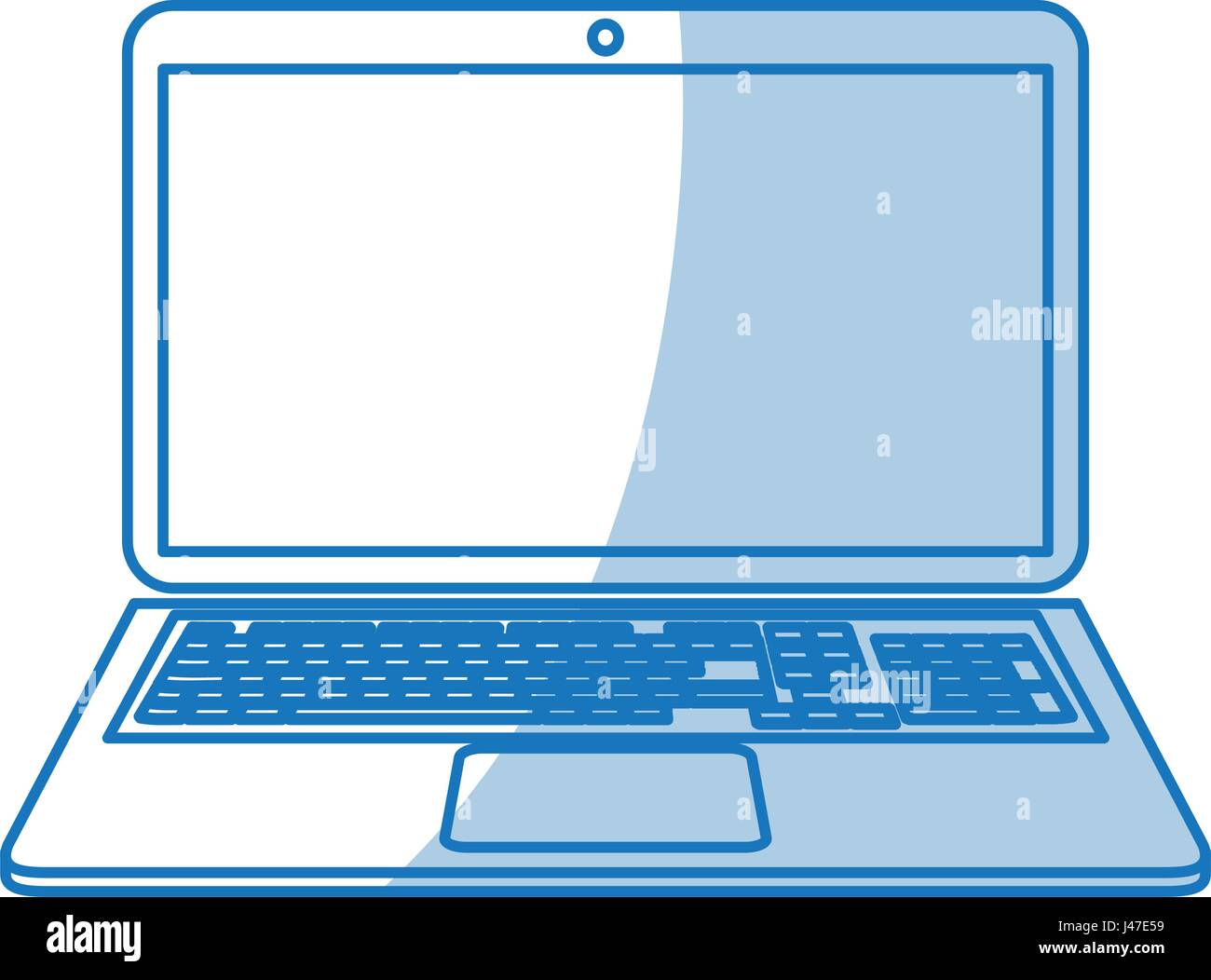 Blue Shading Silhouette Cartoon Laptop Computer With Keyboard