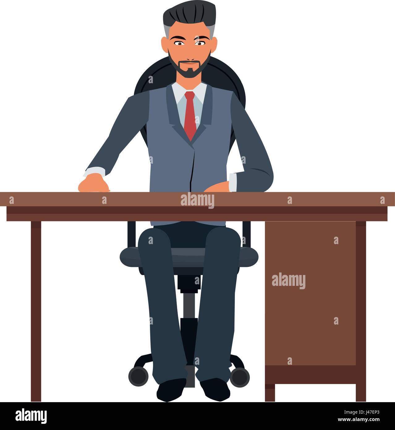 business man desk workspace sitting image Stock Vector Image & Art - Alamy