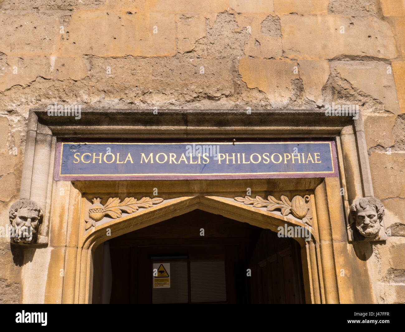Schola Moralis Philosophiae, Bodleian Library, Door Way, Oxford, England. UK, GB. Stock Photo