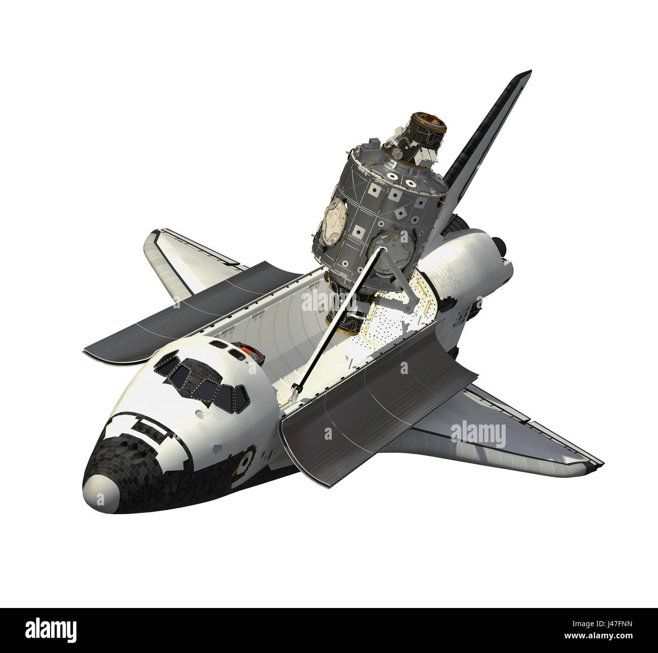 Space Shuttle And Module Of Space Station Stock Photo