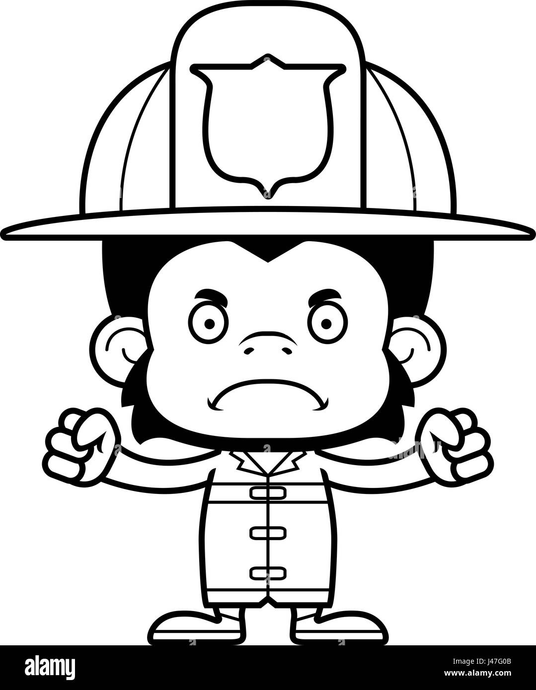 A cartoon firefighter chimpanzee looking angry Stock Vector Image & Art ...