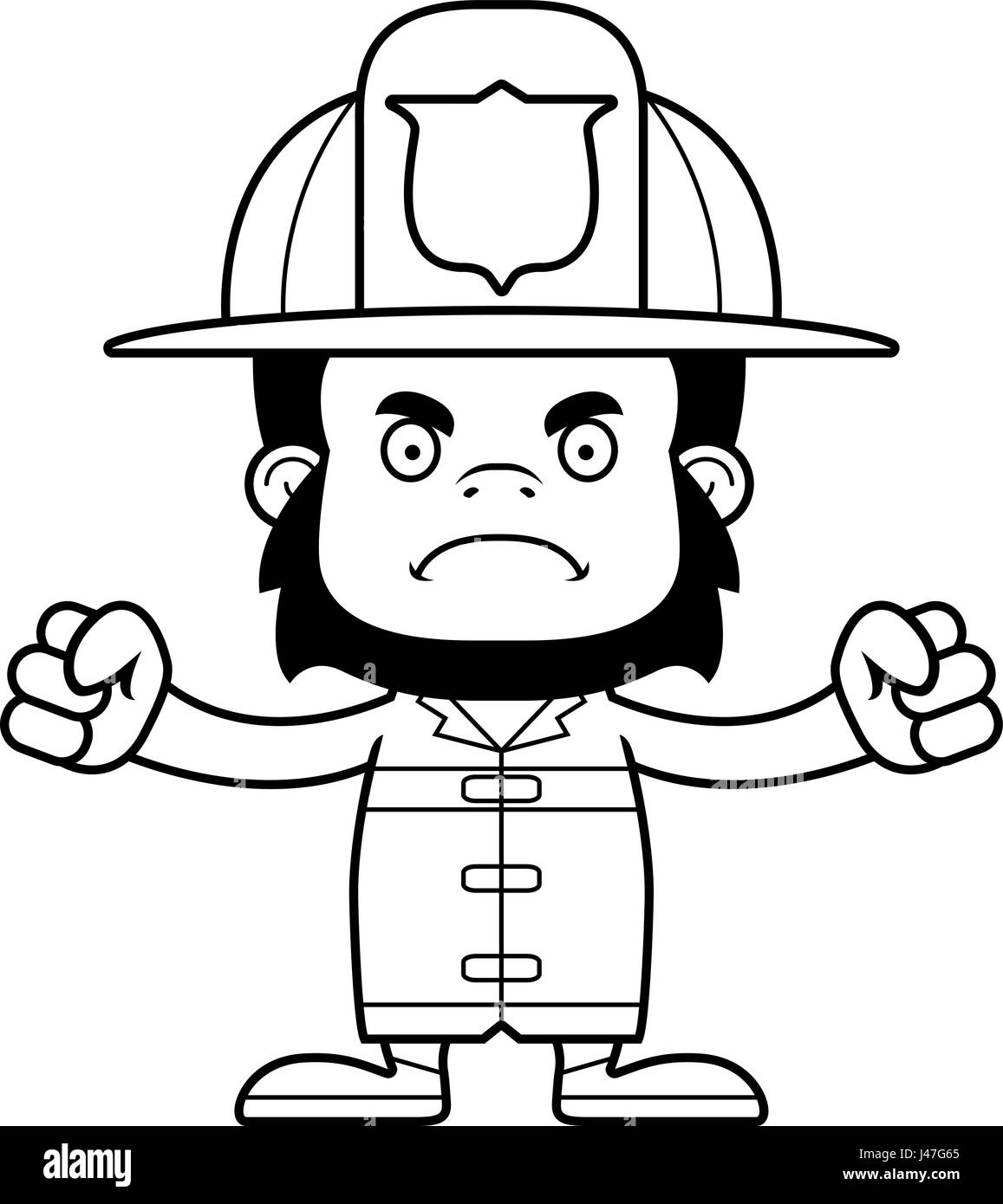 A cartoon firefighter gorilla looking angry Stock Vector Image & Art ...
