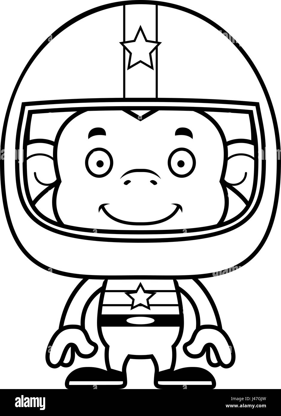 A cartoon race car driver monkey smiling. Stock Vector