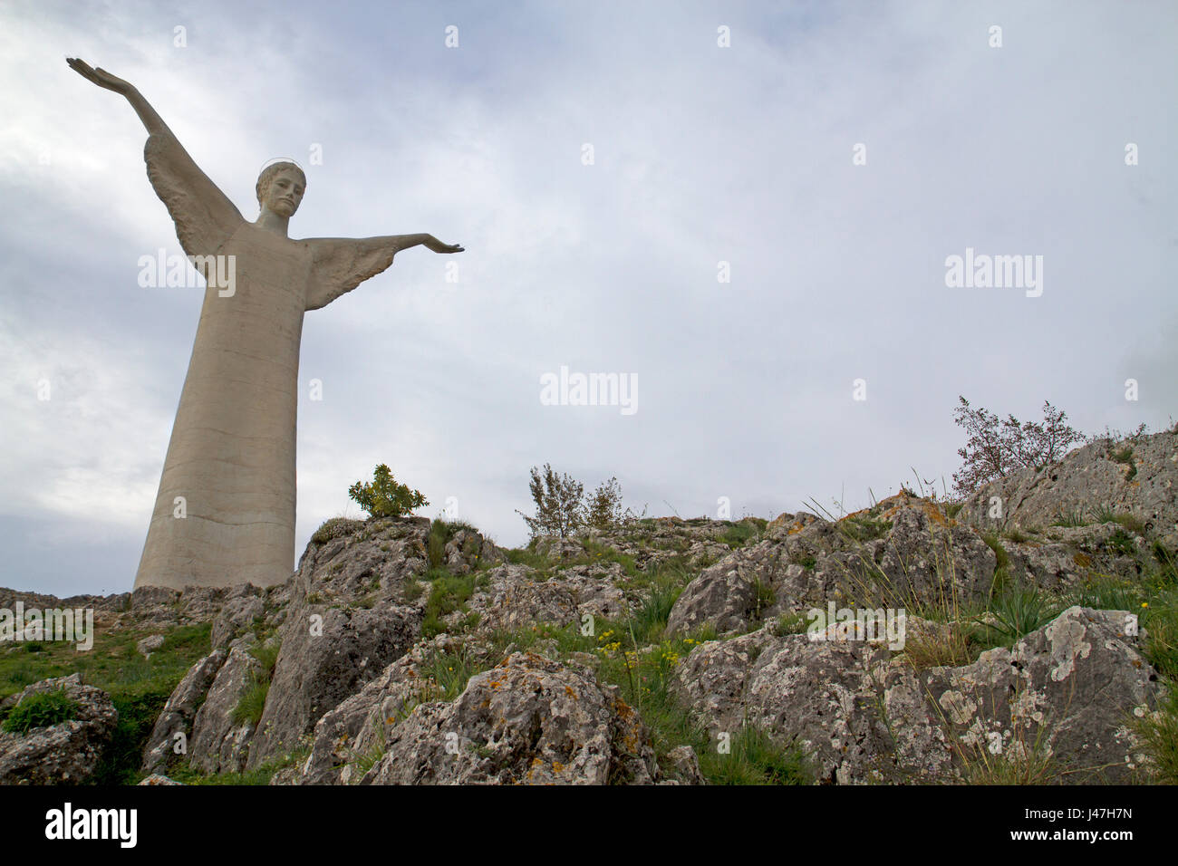 The world's second-largest Christ the Redeemer statue above Maratea Stock Photo