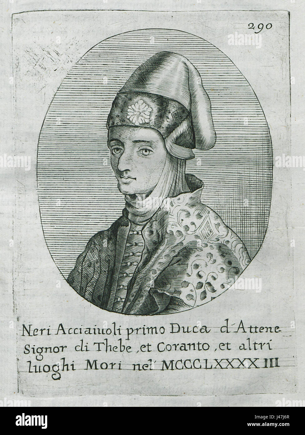 Neri Acciaiuoli primo Duca d'Attene, Signor di Thebe, et Coranto, et altri luoghi Mori nel MCCCLXXXXIII   Fanelli Francesco   1695 Stock Photo