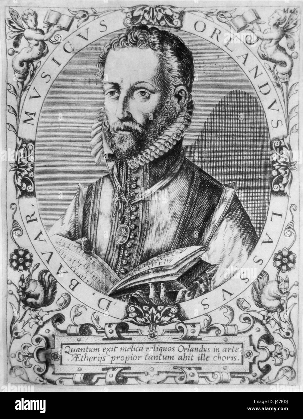 Orlando di Lasso (1532–1594) was a Franco-Flemish composer renowned for his polyphonic choral works. He was a central figure in Renaissance music, influencing the development of Western classical music. Stock Photo