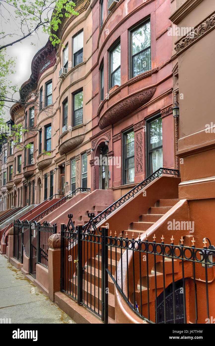Brownstones in the Harlem Neighborhood of New York City Stock Photo Alamy