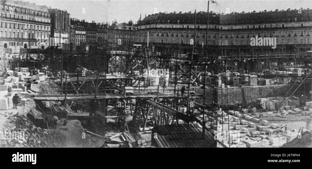 The foundation work of the Palais Garnier in Paris, started on May 20, 1862, was a crucial step in the construction of the famous opera house, a monumental project of the 19th century. Stock Photo