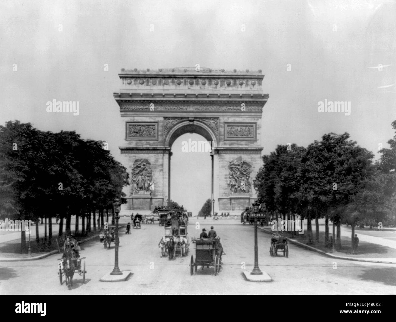 The arc de triomphe is a monument in paris Black and White Stock Photos ...