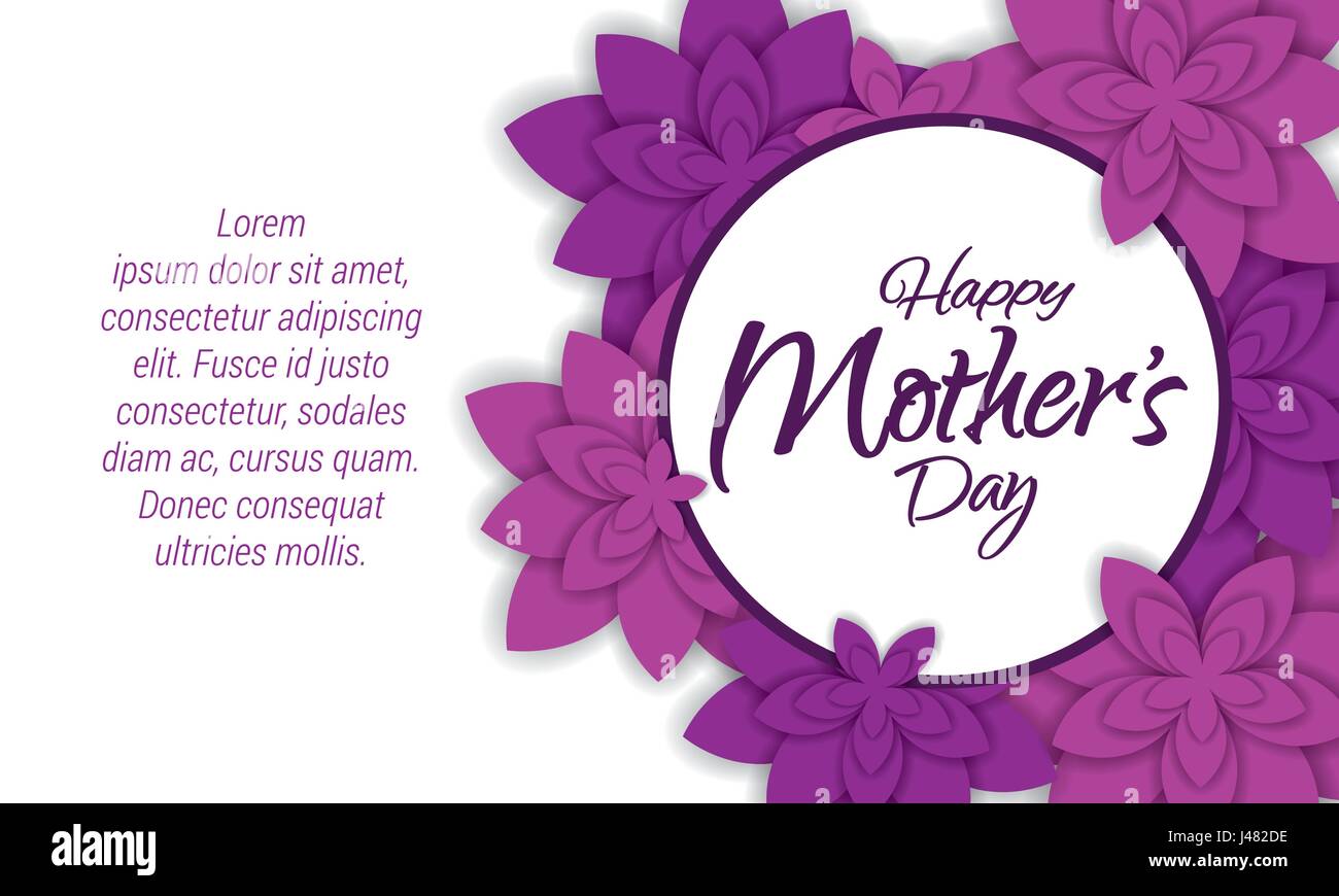 Happy mother's day layout design with flowers. Vector illustration. Feminine design for menu, flyer, card, invitation with text area for your message. Stock Vector