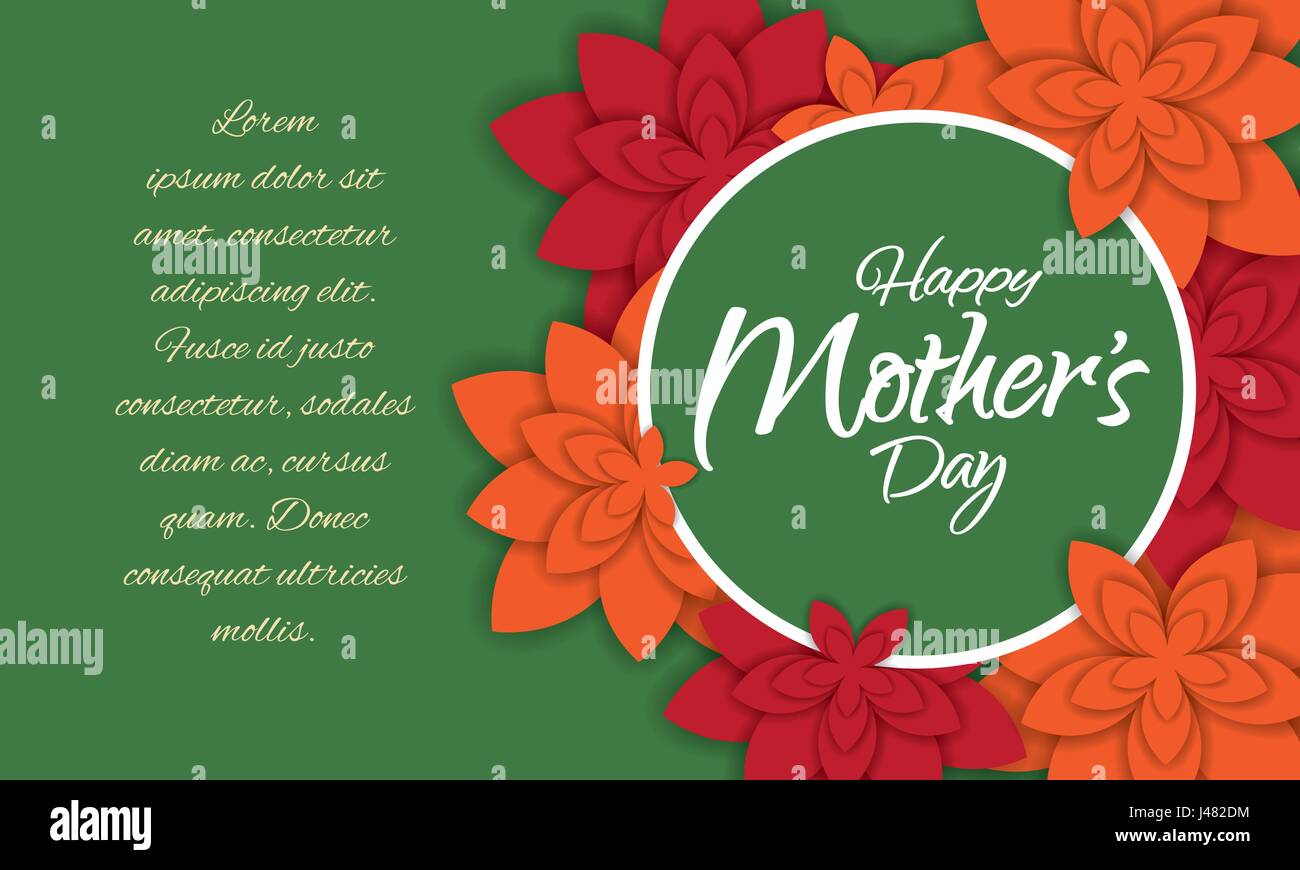 Happy mother's day layout design with flowers. Vector illustration. Feminine design for menu, flyer, card, invitation with text area for your message. Stock Vector