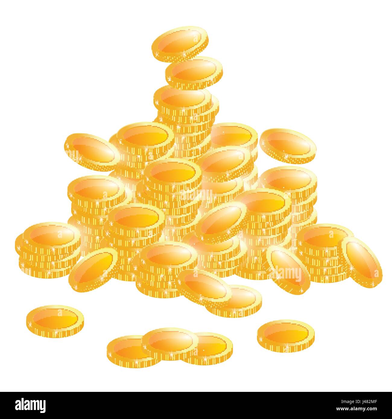 Golden Coins Isolated on White Background. Vector illustration Stock ...