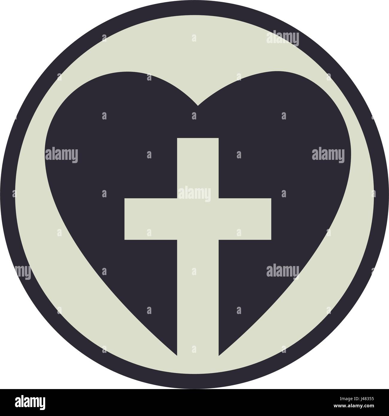 heart with christian cross icon Stock Vector Image & Art - Alamy