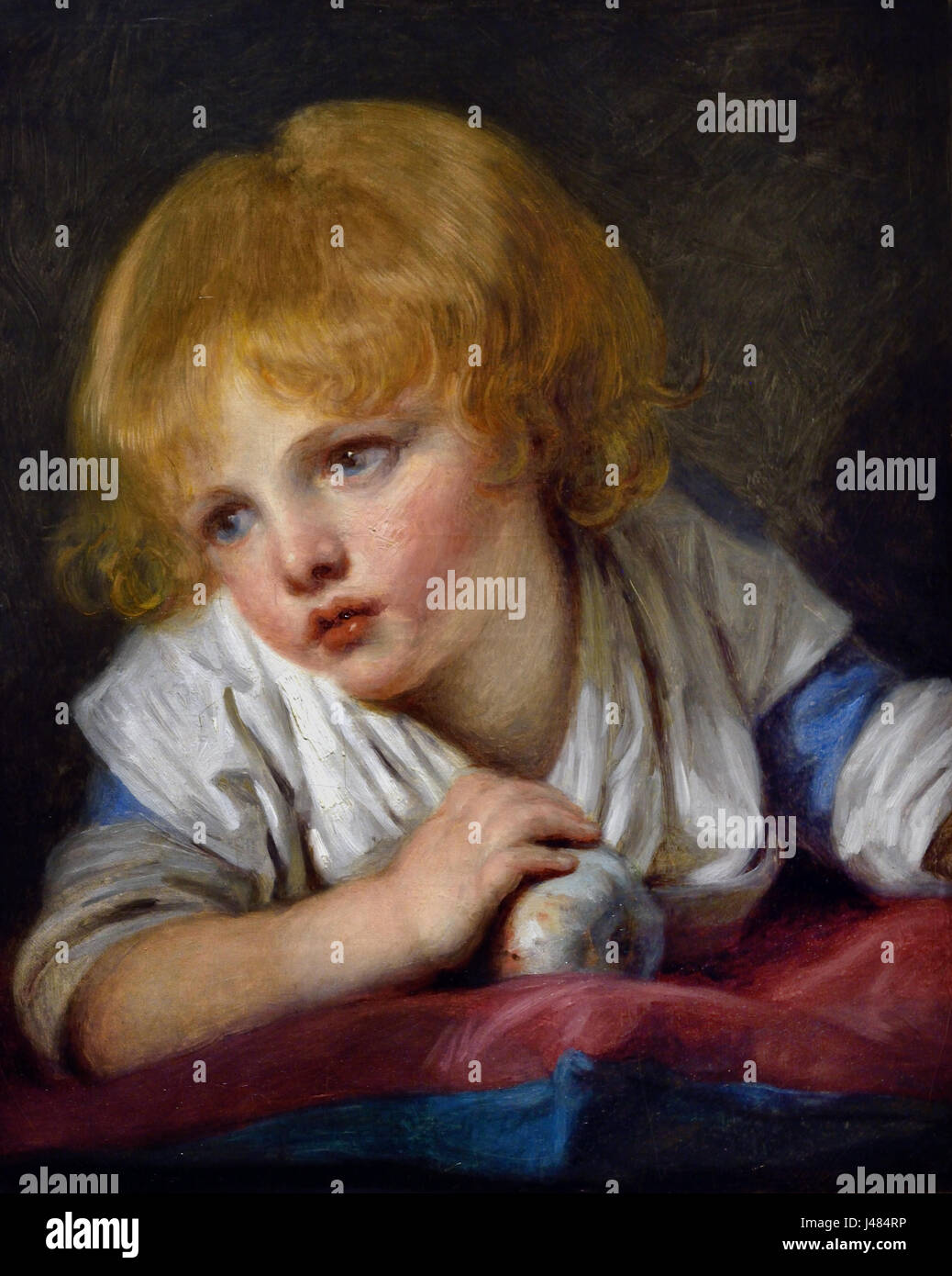 A Child with an Apple late 18th century, Jean-Baptiste Greuze 1725 - 1805 France  French Stock Photo