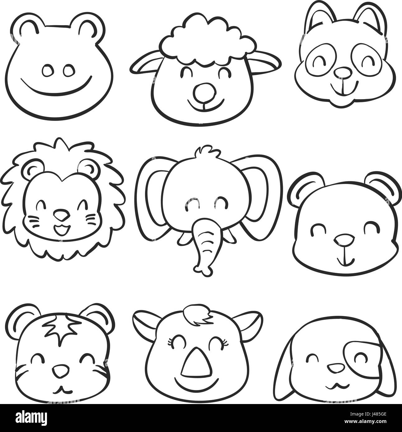 Collection stock cute animal doodles Stock Vector Image & Art - Alamy
