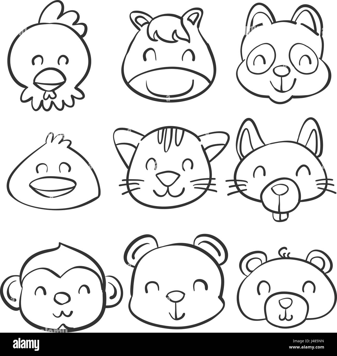 Hand draw cute animal doodle style Stock Vector Image & Art - Alamy
