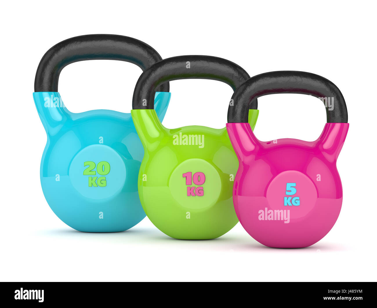 3d render of three kettlebells isolated on white background Stock Photo ...