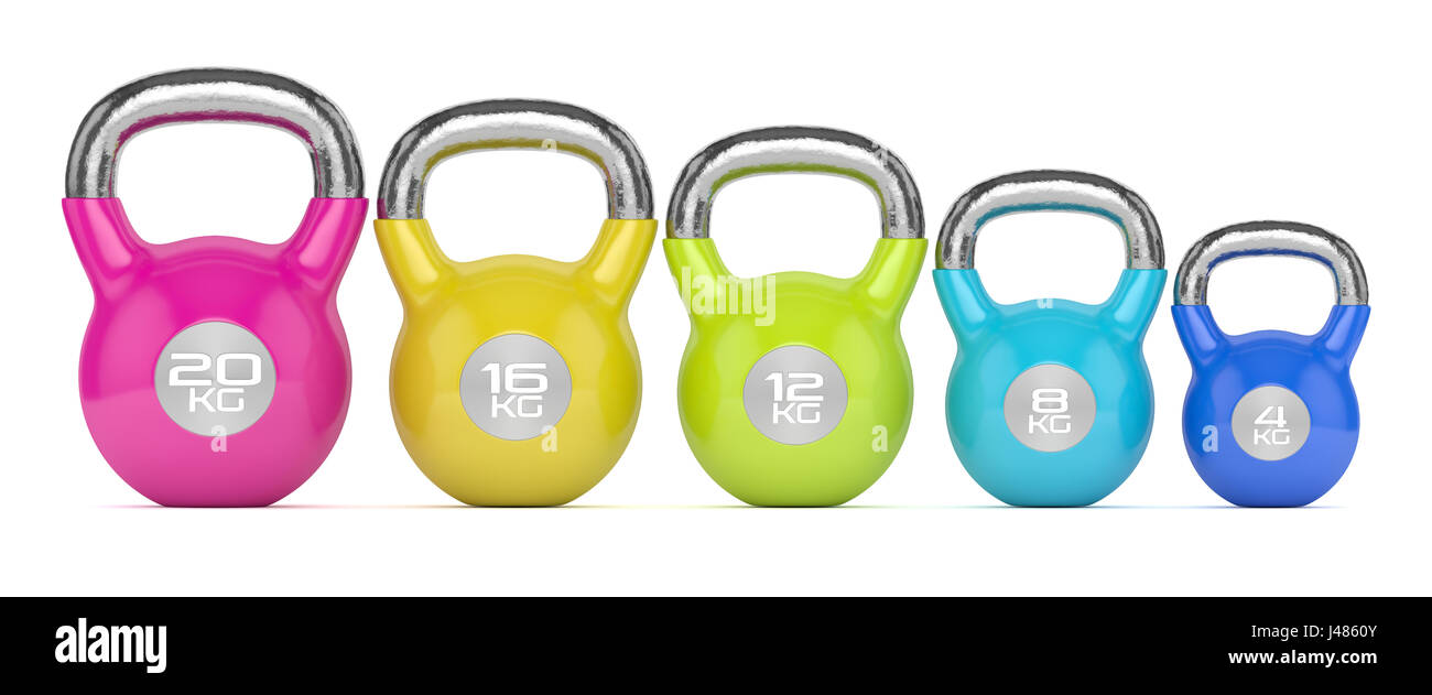 3d render of kettlebells isolated on white background Stock Photo - Alamy